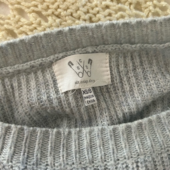 Baby blue long sweat with side slits - Picture 3 of 3